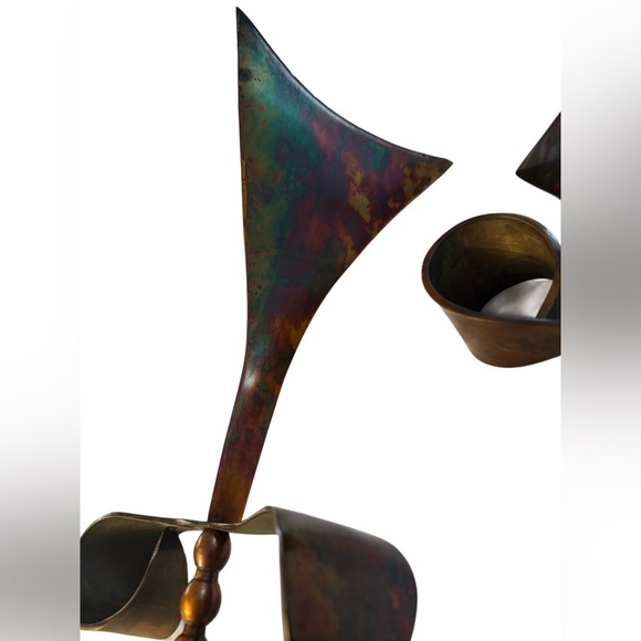 Mid-century Modern Pair of Solid Copper Acid Washed Candlesticks - Picture 10 of 13